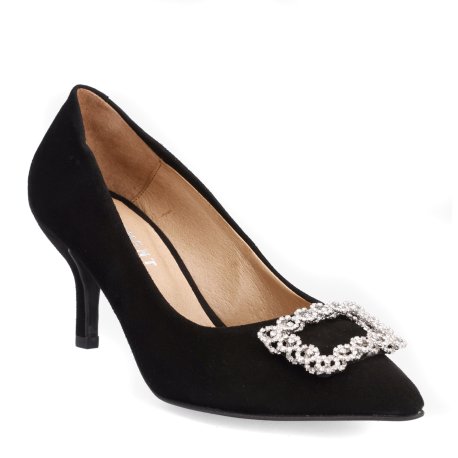 Pavement Yasmin pumps i sort ruskind med detaljer