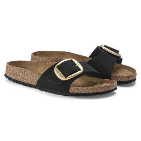 Birkenstock Madrid Big Buckle Nubuck Black GRATIS FRAGT