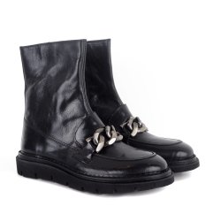 Bubetti 9976 støvle i sort skind med kæde fortil