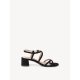 Tamaris 28204 sandal i sort tekstil med lille hæl