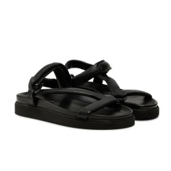 Pavement Mica sandal i sort skind på gummisål