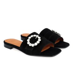 Billi Bi A4097 slip in sandal i sort ruskind  med spænde