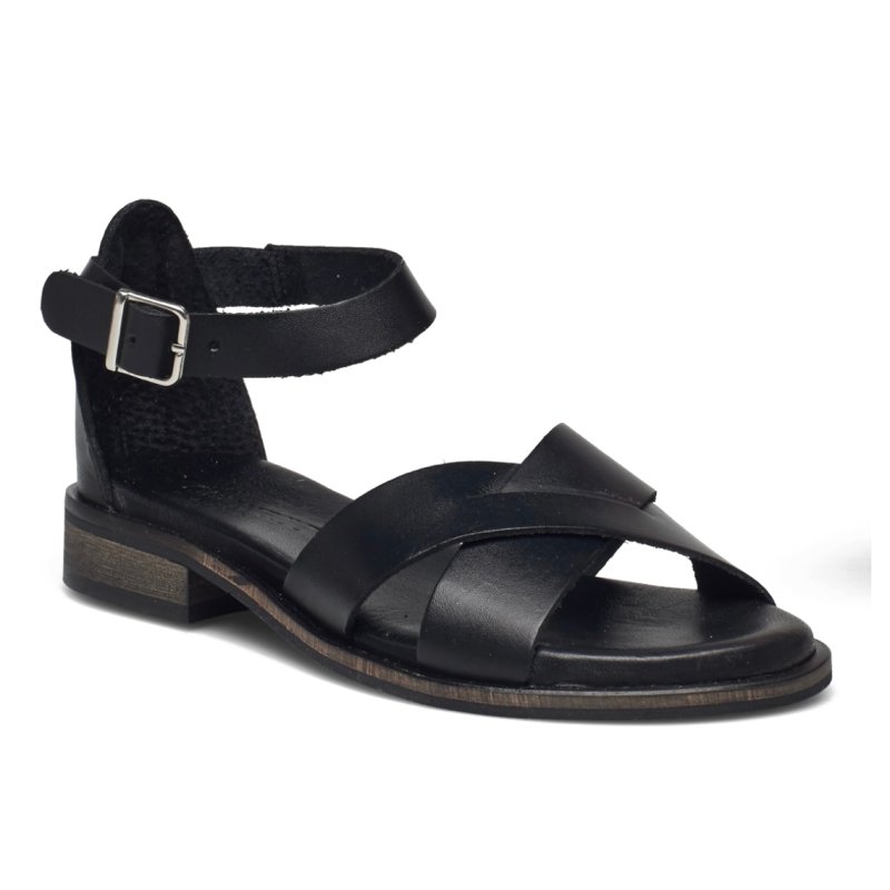 afslappet Glatte vision Pavement Kendra sandal i sort skind - Unik sko
