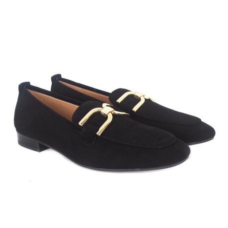 Unisa Baxter loafer i sort ruskind