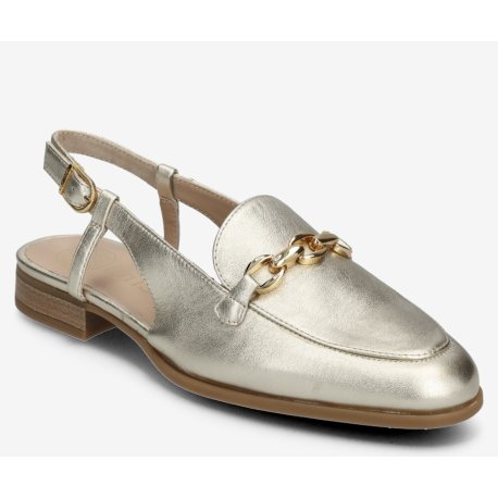 Unisa DEAN loafer i guld skind med slingback