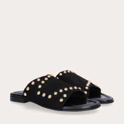 Billi Bi A7110 slip in sandal i sort ruskind med nitter