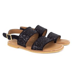 Angulus 5814 sandal i sort glitter med to remme