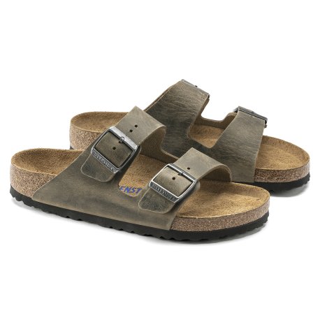 Birkenstock Arizona Khaki Oiled Leather med blød fodseng