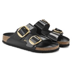 Birkenstock Arizona Big Buckle High Shine sort læder