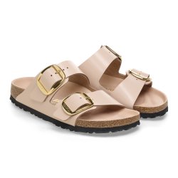 Birkenstock Arizona Big Buckle High Shine beige læder