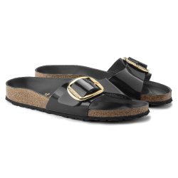 Birkenstock Madrid Big Buckle High Shine sort læder