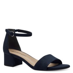 Tamaris 28201 sandal i blå tekstil med lille hæl