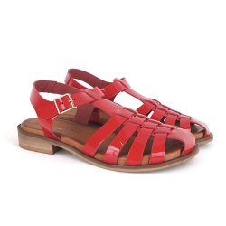 Pavement Lilli sandal i rød lakskind
