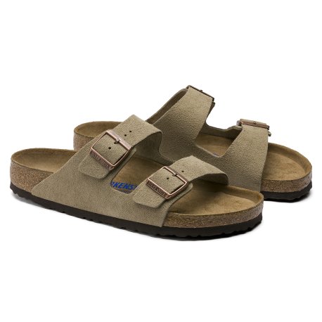 Birkenstock Arizona Suede Leather Taupe med blød fodseng - Sko & Støvler: 35