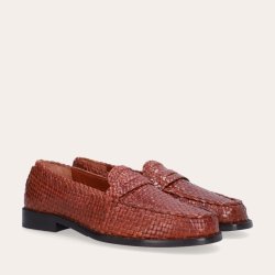 Billi Bi A8671 loafer i håndflettet cognac skind