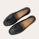 Billi Bi A8671 loafer i håndflettet sort skind