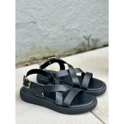Wonders AB-1402 sandal med remme i sort skind