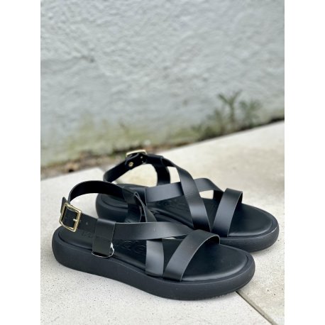 Wonders AB-1402 sandal med remme i sort skind