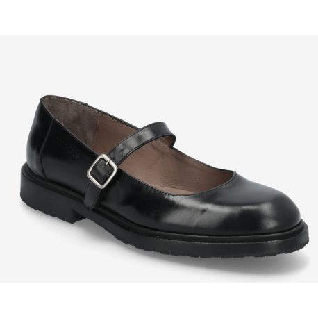 Wonders B-9145 sko i sort skind med rem
