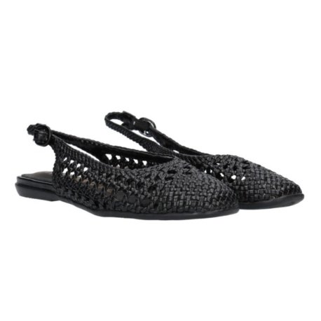 Wonders CH-1002 sko med slingback i sort flet