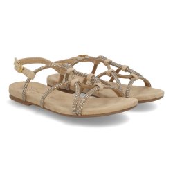 Unisa COOPER sandal i beige ruskind med glitter