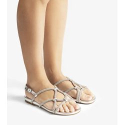 Unisa COOPER sandal i sølv skind med glitter
