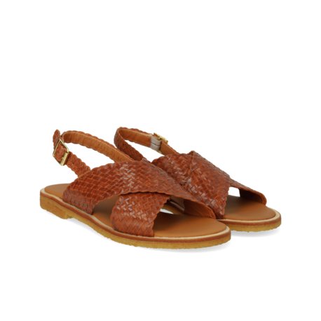 Angulus 5637 Tan sandal i flettet skind