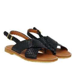 Angulus 5637 sandal i sort flettet skind