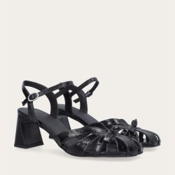 Billi Bi A8635 sandal med hæl i sort lakskind