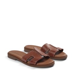 Pavement Pam slip in sandal i tan læder