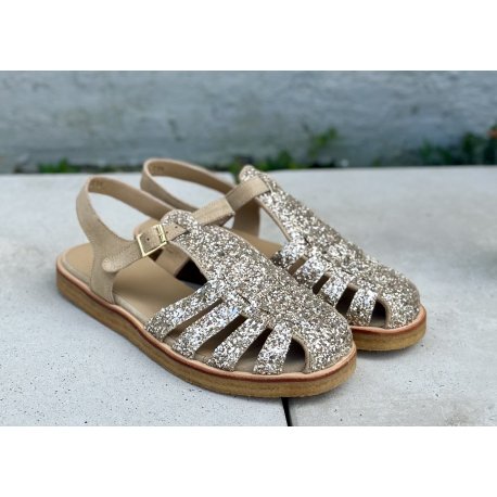 Angulus 5696 lukket sandal i champagne glitter