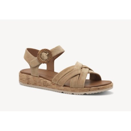 Tamaris 28129 sandal i taupe ruskind