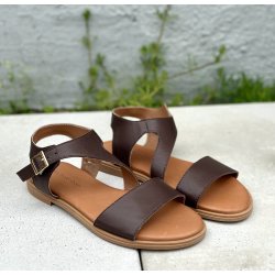 Bella Moda S25065 sandal med skrå rem i brun skind