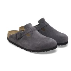 Birkenstock Boston Grey Suede Leather