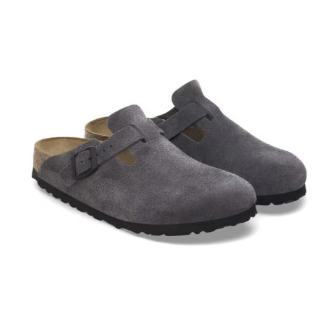 Birkenstock Boston Grey Suede Leather