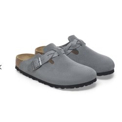 Birkenstock Boston Braided Suede Leather Basalt Gray