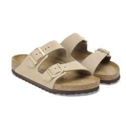 Birkenstock Arizona Nubuck Sandcastle med blød fodseng