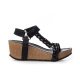 Copenhagen Shoes Woven Lady sandal i sort med kilehæl