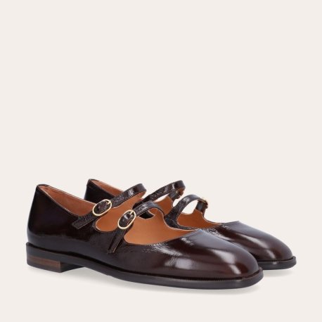 Billi Bi A9313 Mary-Jane ballerina i brun lakskind