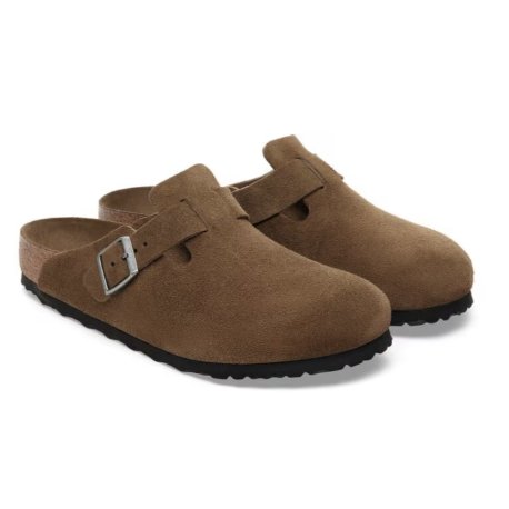 Birkenstock Boston Suede Leather Dark Tea Med blød fodseng - Sko & Støvler: 35