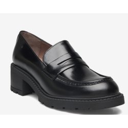 Wonders D-1401 loafers i sort skind med gummihæl