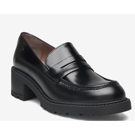 Wonders D-1401 loafers i sort skind med gummihæl
