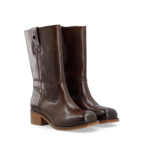 Cashott CASVILMA mellemlang støvle i mørkebrun skind
