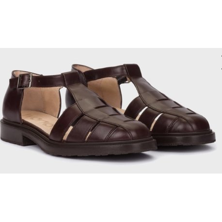 Wonders B-9122 lukkede sandal i mørkebrun skind