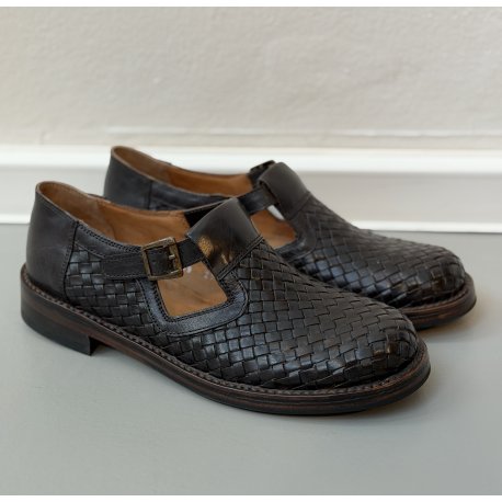 Bubetti 9668 flettet sko i mørkebrun med t-rem