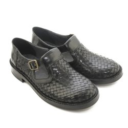 Bubetti 9668 flettet sko i sort med t-rem