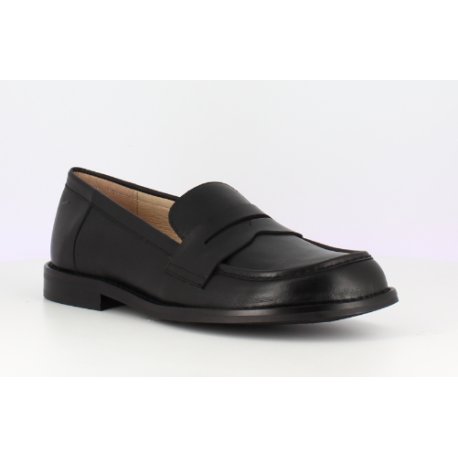 Wonders A-4611 loafer i sort skind med bred snude