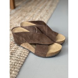 Copenhagen Shoes Frances sandal med kilehæl i mørk beige