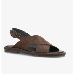 Phenumb Onry Strap sandal med krydsrem i mørkebrun ruskind