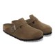 Birkenstock Boston Suede Leather Dark Tea Med blød fodseng HERRE (BRED)